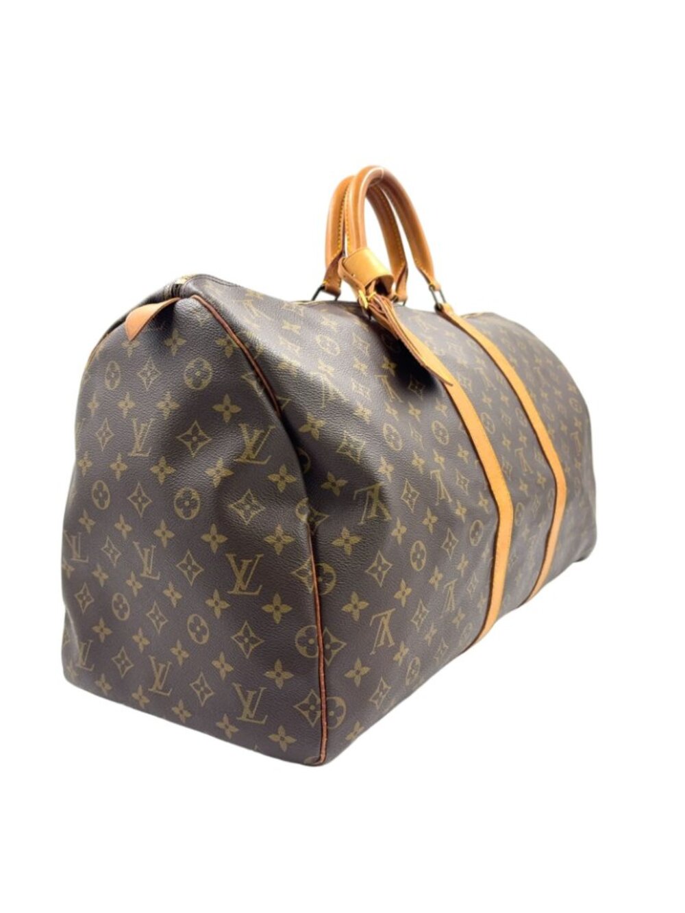 Louis Vuitton Keepall 55 Monogram Leather Brown Light Boston Bag Gold - Picture 2 of 15